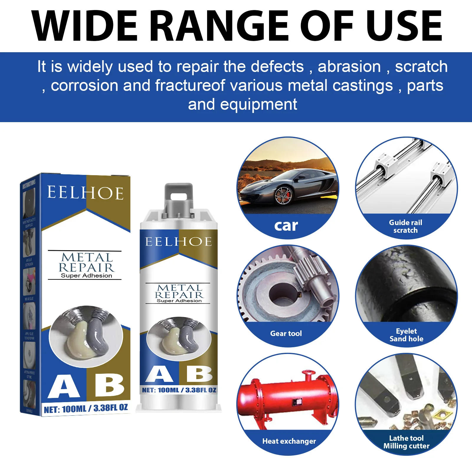Description Picture 6 of itemMetal AB Casting Adhesive Filling Cracks Crack Plugging Quick Drying High Temperature Resistant Welding Metal Repair Agent