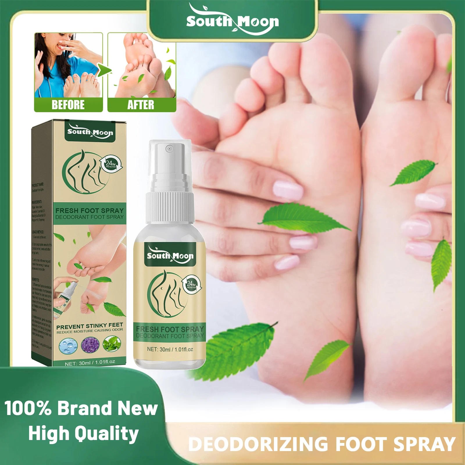 Description Picture 2 of itemFoot Deodorant Spray Prevent Stinky Feet Non Pungent Fragrance Anti-sweat Moisturize Skin Relieve Dry Removal Spray Foot Care