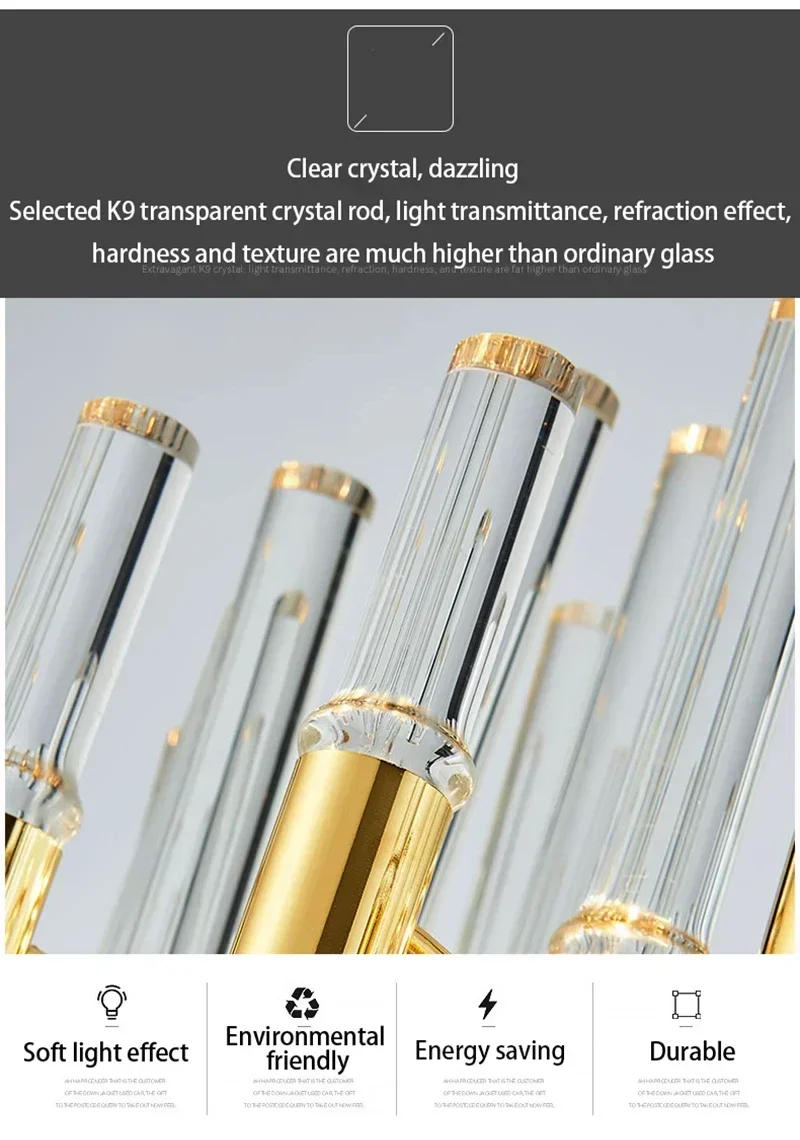 Description Picture 5 of itemNordic LED Crystal Chandeliers for Living Room Dining Bedroom Kitchen Chandeliers Luxury Gold Art Decor Hanging Lamp