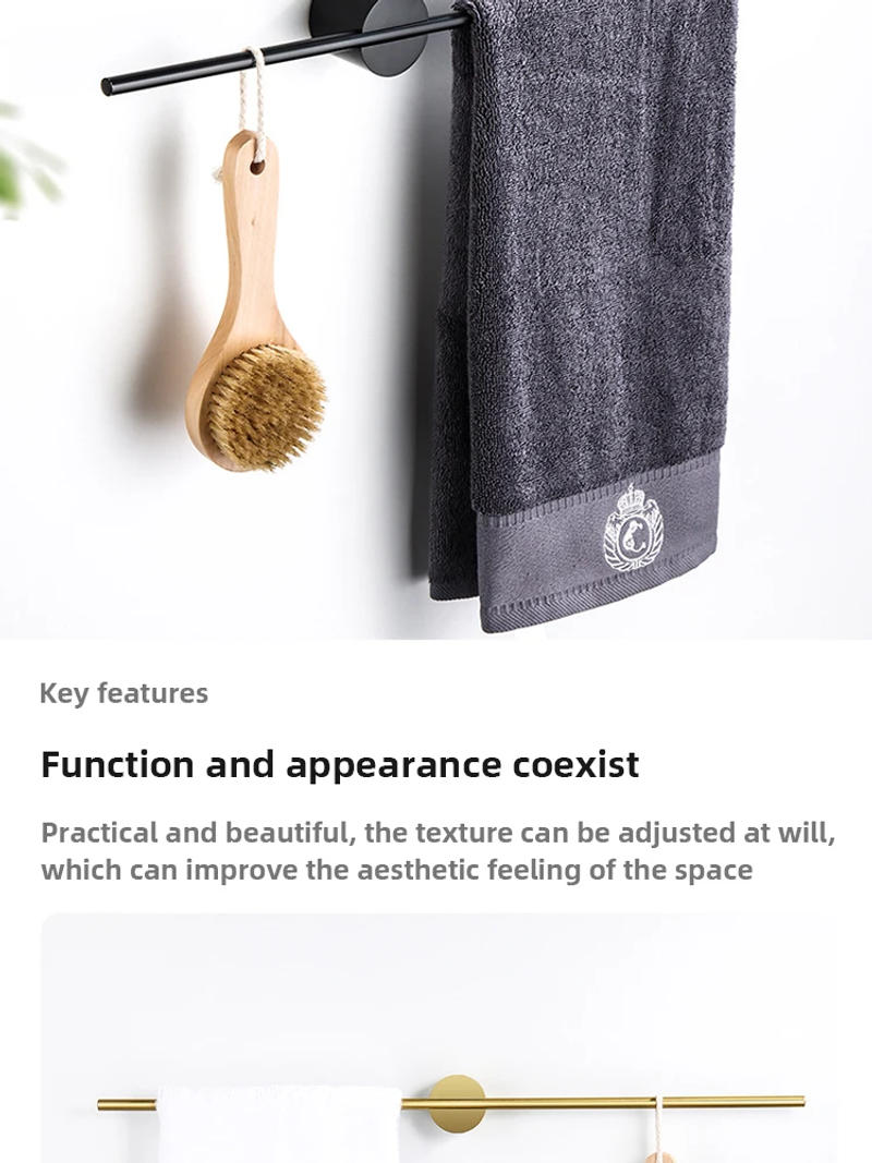 Description Picture 3 of item50cm Aluminum Towel Hanger Free-Punch Wall Mounted Towel Rack Bathroom Towel Bar Holder Adjustable Bathroom Accessories
