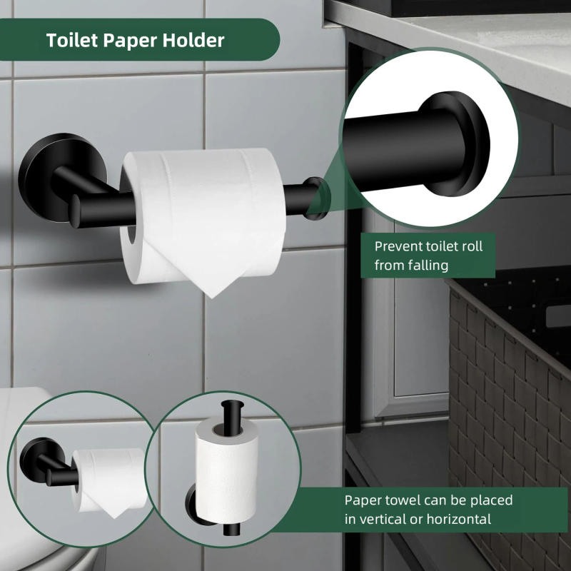 Description Picture 4 of item304 Stainless Steel Bathroom Hardware Set Brushed Nickel Adjustable Towel Bar Towel Ring Toilet Paper Holder Robe Hook