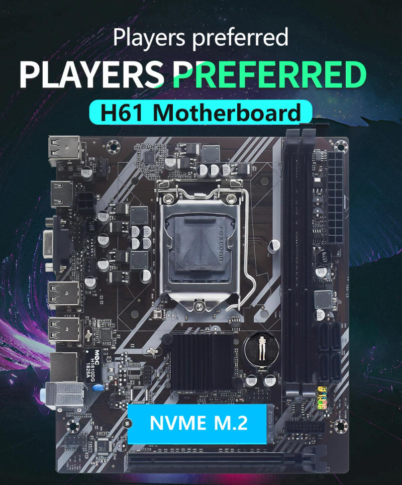 Description Picture 2 of itemMUCAI H61 Motherboard LGA 1155 Kit Compatible With Intel Core CPUs 2nd And 3rd Generations Supports M.2 NVME SDD