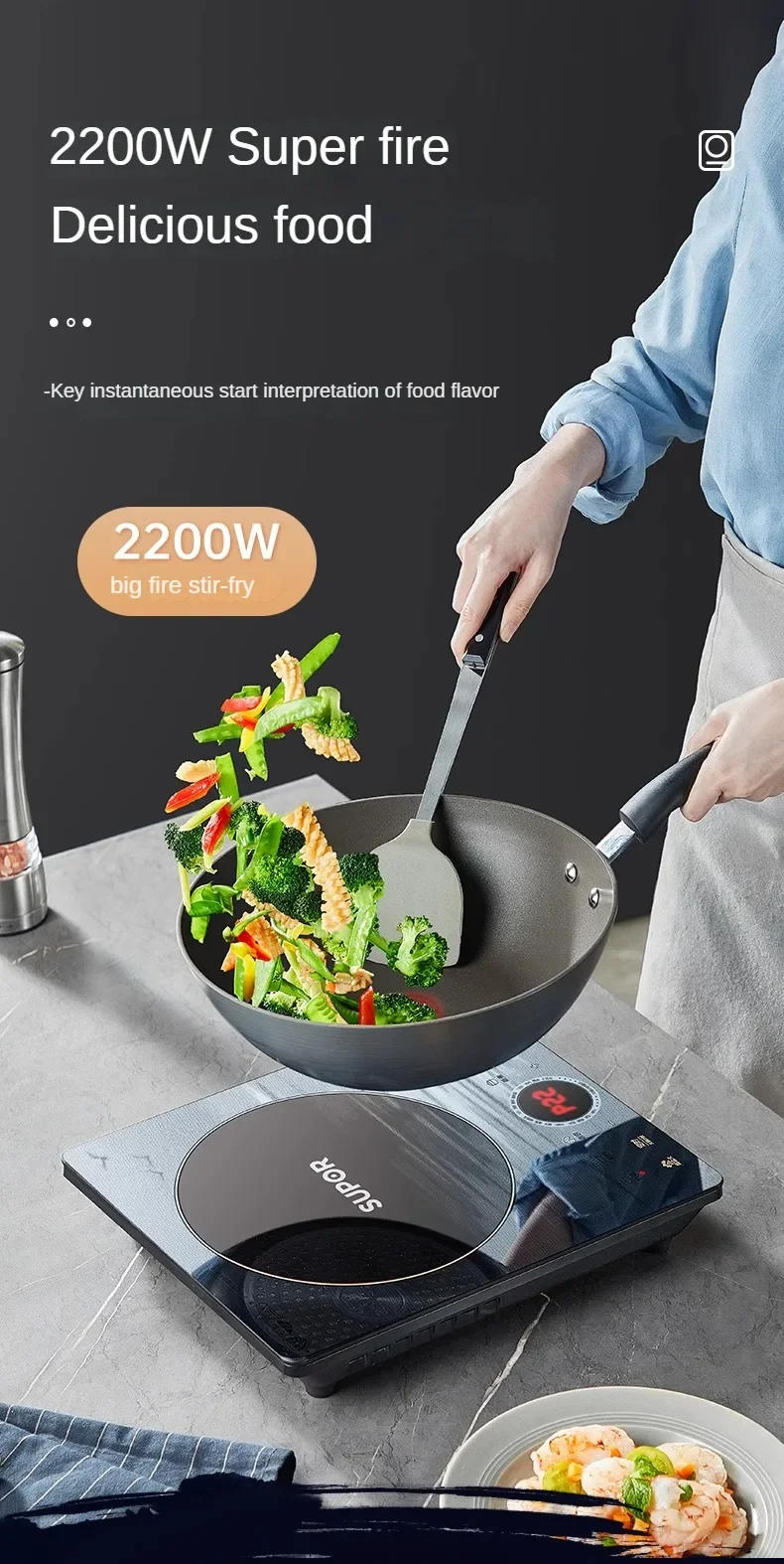 Description Picture 4 of item220V Induction Cooker Household Small Smart High-Fire Frying Pan Induction Cooktop 인덕션 Cocinas De Inducción Home Appliance