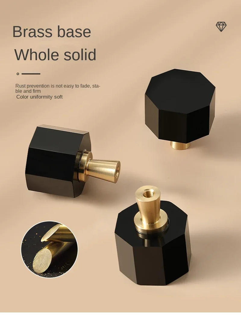 Description Picture 6 of item1PC Crystal Knobs of Furniture Cabinet Pulls Brass Kitchen Dresser Cupboard Drawer Knob Door Handle Furniture Hardware