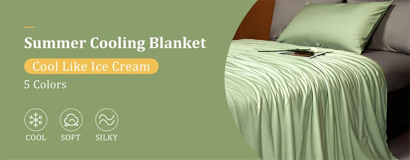 Description Picture 2 of itemCooling Blanket for Bed Silky Air Condition Comforter Lightweight Cooled Summer Quilt with Double Side Cold & Cooling Fabric