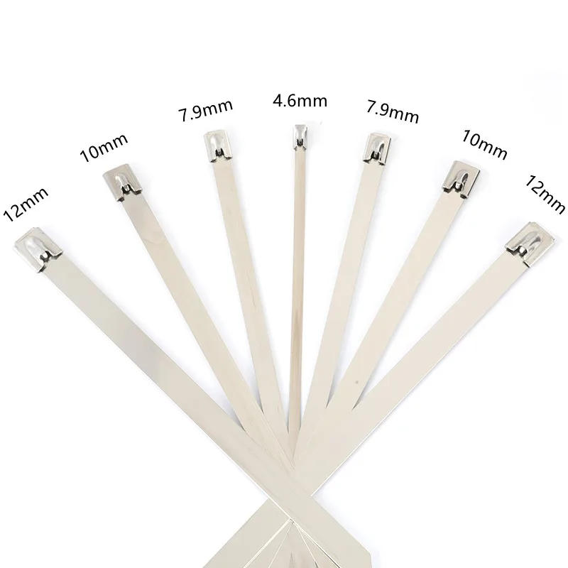 Description Picture 3 of item10 20 50 100 Pcs 4.6mm 0.18 inch Ball self locking 304 Stainless Steel Cable Ties Exhaust Wrap Coated Locking Metal Zip-Exhaust