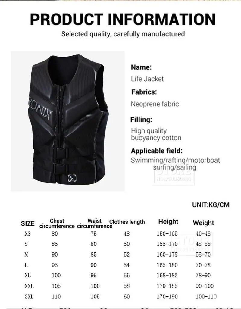 Description Picture 4 of itemLife Jacket Kayak Adults Life Vest Surf Vest Jet Ski Motorboats Wakeboard Raft Rescue Boat Vest Swimming Fishing Drift Clothing