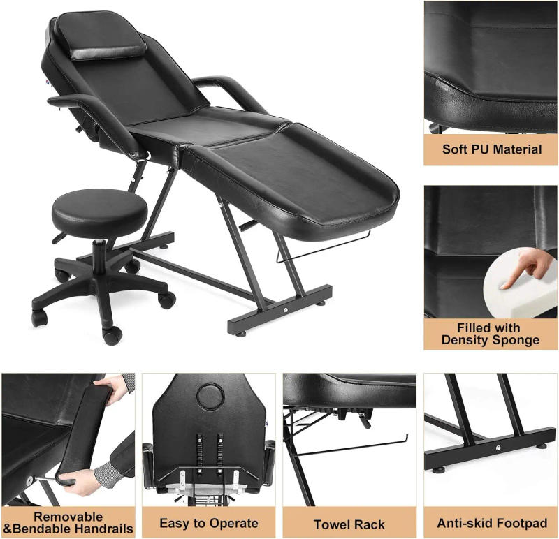 Description Picture 5 of itemFacial Bed Massage Table Adjustable Tattoo Chair W/Free Barber Bed Spa Chair Salon Massage Equipment Tattoo Bed Salon Chair