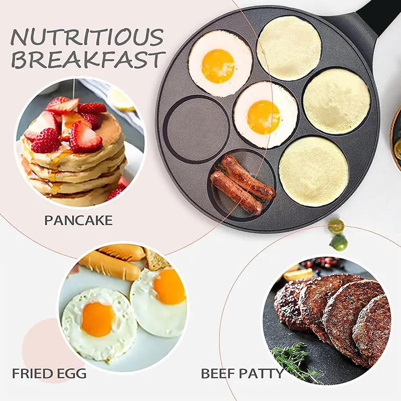 Description Picture 4 of item7 Cup Pancake Pan Nonstick Breakfast Griddle Dinosaur Animals Waffle Maker Pancake Mold Pan for Kids Egg Omelet Crepe Frying Pan