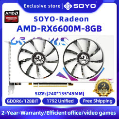 SOYO new AMD placa de video Radeon RX6600 RX6600M 8GB 8Pin 128Bit DDR6 PCIE4.0x8 Gaming Graphics Card for Desktop Computer GPU