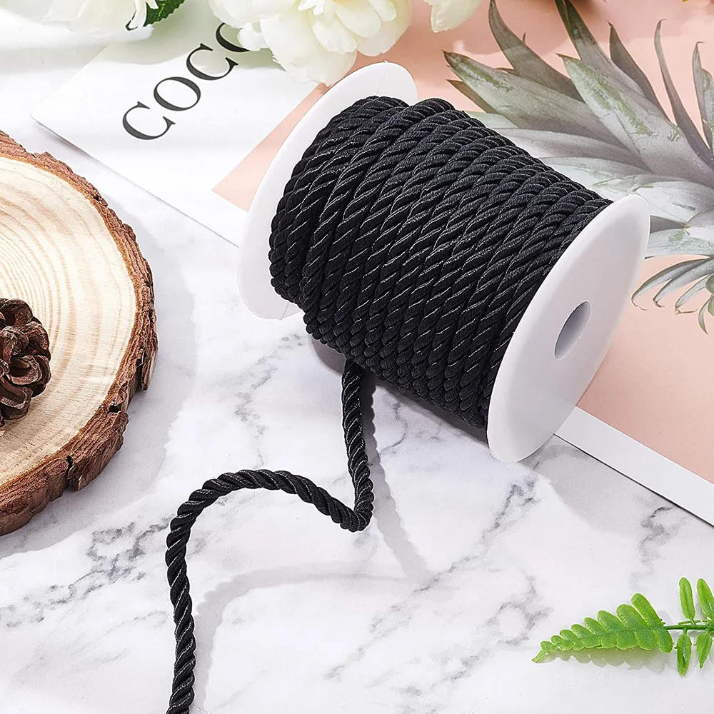 Description Picture 5 of itemHedongHexi 5Yard/Bag Braided Twisted Silk Rope 6mm Diameter Soft Solid Braided Twisted Ropes Decorative Macrame Cord Trim Lace