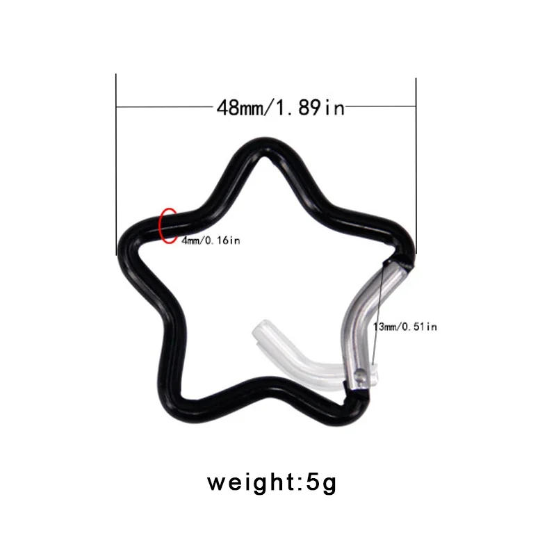 Description Picture 3 of item1Pc Pentagonal Star Shaped Aluminum Alloy Mountain Climbing Buckle Keychain Multifunctional Hook Making Accessories