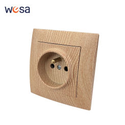 WESA Wood Power Socket France Standard Electrical Outlet Standard Ground Wall Socket Embedded Plug Flame Retardant Plastic Panel