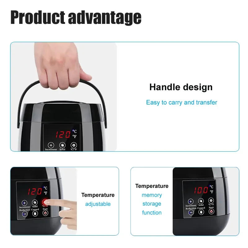 Description Picture 5 of item500ml Wax Heater Machine for Hair Removal Wax Melting Warmer Pot with LCD Temperature Display Depilatory Waxing Beans Heater