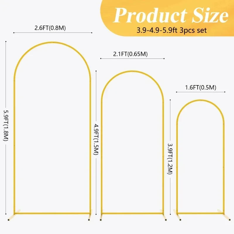 Description Picture 5 of item20mm Pipe Chira Backdrop Stand Large Size Gold Metal Balloon Arch Set Photography Background Wedding Party Decor Flower Support