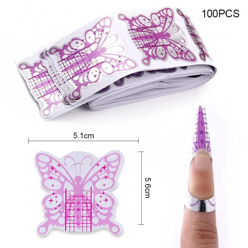 Description Picture 5 of itemFrench Nail Form Tips Acrylic UV Gel Extension Curl Form Nail Gel Sticker Art Guide Mold Manicure Stencil Acrylic Tools