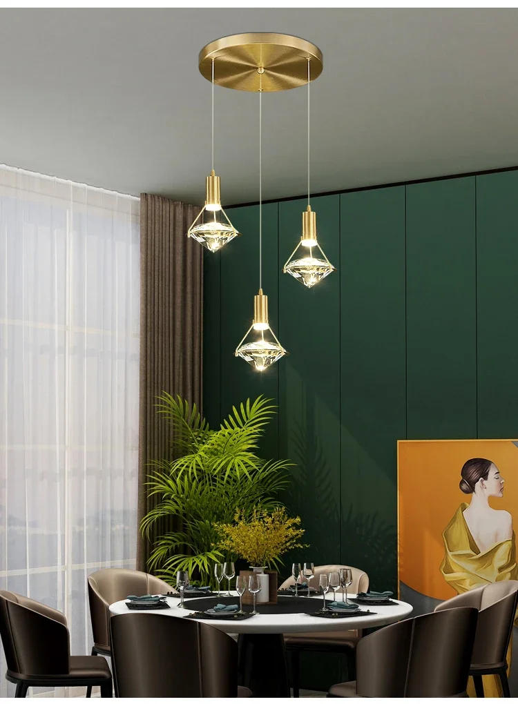 Description Picture 5 of itemModern LED Pendant Lights Crystal for Living Dining Room Kitchen Restauratn Bar Decor Hanging Chandeliers Suspension Lustre Lamp