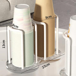 Luxury Disposable Cup Storage Holder Water Tea Cups Dispenser Rack Shelf With Long Stick Coffee Mug Display Stand Home Organizer