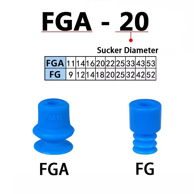 Description Picture 6 of itemFGA Series Vacuum Suction Cup Silicone Double-layer Corrugated Sucker Pneumatic Robot Automatic Manipulator Accessories FGA20