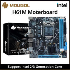 MOUGOL H61M Gaming Motherboard M.2 NVME PCIEx16 DVI Supports Dual-channel DDR3 RAM Intel Core 2/3 Gen CPU LGA1155 for Desktop PC