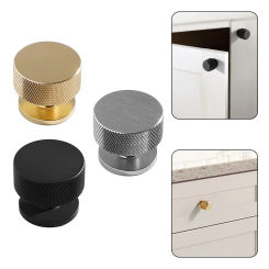 1Pcs Aluminum Alloy Round Single Hole Handle Knurled Cabinet Knob Matt Black/Gold/Silver Small Handles Cupboard Drawer Hardware