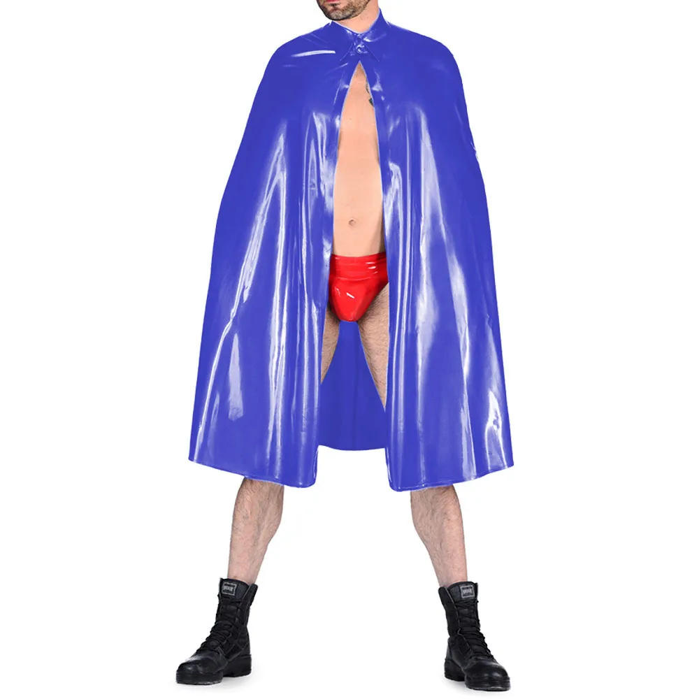 Description Picture 5 of itemMens Halloween Party Cloak Adult Turn-down Collar Shiny PVC Leather Capes Witches Princess Cloak Coats Wetlook Cosplay Costume
