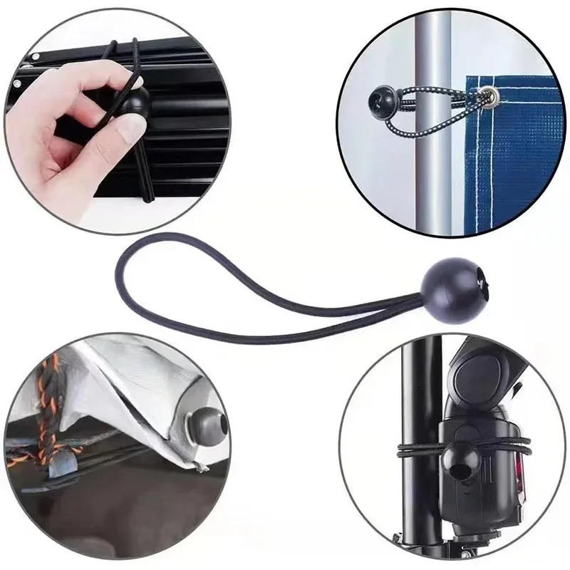 Description Picture 4 of item1Pcs Bungee Cord Ball Tarp Canvas Tarpaulin Flagpole Ties Cord Ends Elastic Rope Lace Fixed Boat Pole Camping Tent Accessories