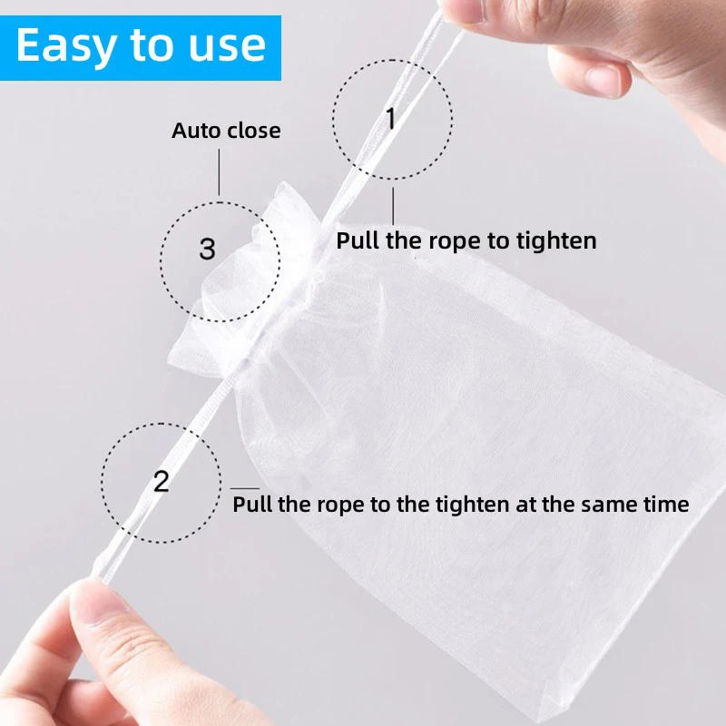 Description Picture 4 of item1-100pcs Strawberry Grapes Fruit Grow Bags Netting Mesh Vegetable Plant Protection Bags For Pest Control Anti-Bird Garden Tools