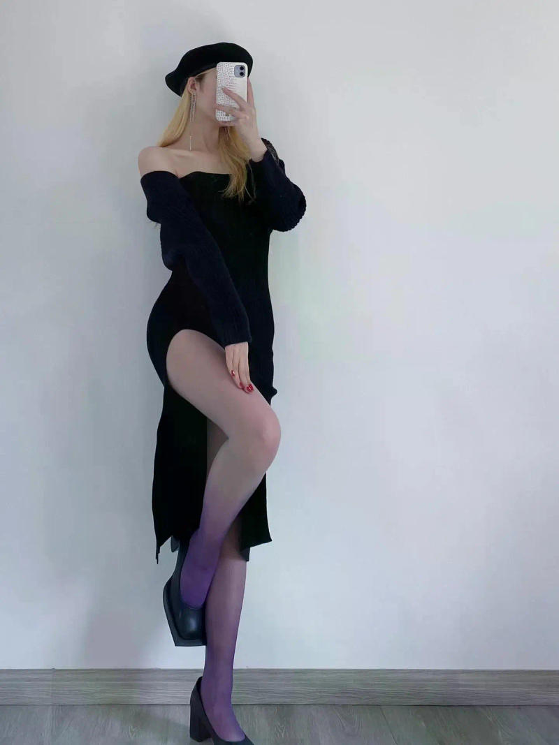 Description Picture 6 of itemWomen Pantyhose Gradient Contrast Color Skinny Thin Breathable Candy Color Cosplay Long Stockings Tights