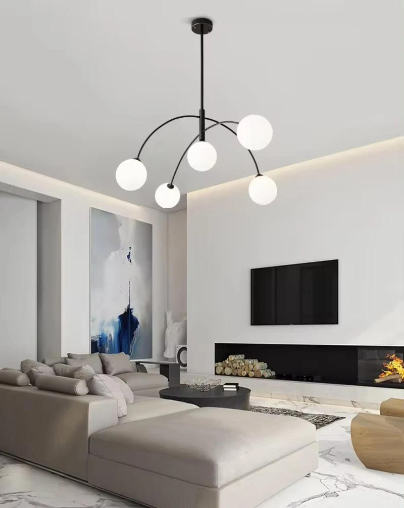 Description Picture 2 of itemModern Metal Chandelier Nordic Minimalist Home Decor Hotel Lobby Dining Room Ceiling Living Room Pendant Lamp Full Set of Lights