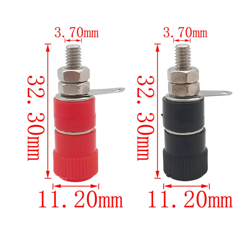 Description Picture 2 of item4mm Banana Socket Mount Binding Post Nut Banana Female Jack Terminal Block Connector Nickel Plated for 4mm Banana Plug Red&Black