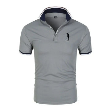 Men's polo shirt with short sleeves, breathable T-shirt with buttons, summer sweater, street clothing, casual top