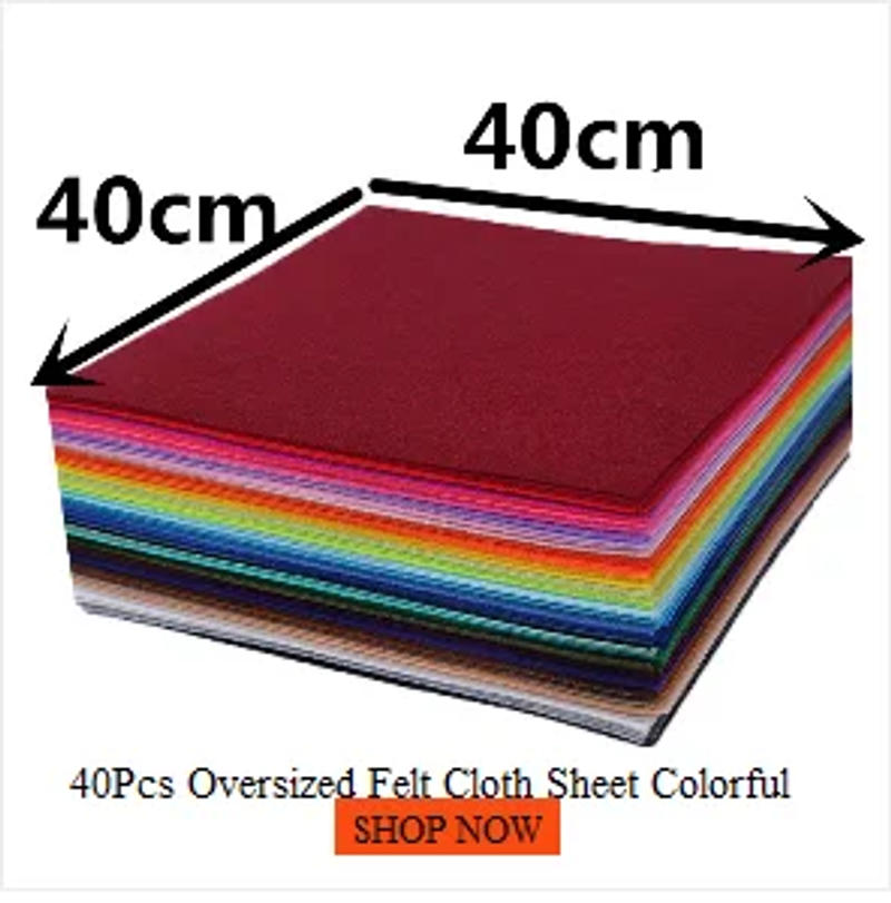 Description Picture 4 of item40Pcs New Hard Felt Cloth Polyester Felt Sheet Non-woven Fabric DIY Sewing Dolls Toys Crafts Material 1mm Thick For Needlework
