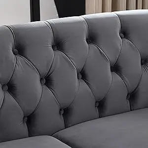 Description Picture 3 of item2 Piece Chesterfield Velvet Combination Sofa for Living Room,3-Seater and Loveseat Sofa Set Tufted Couch with 4 Pillows