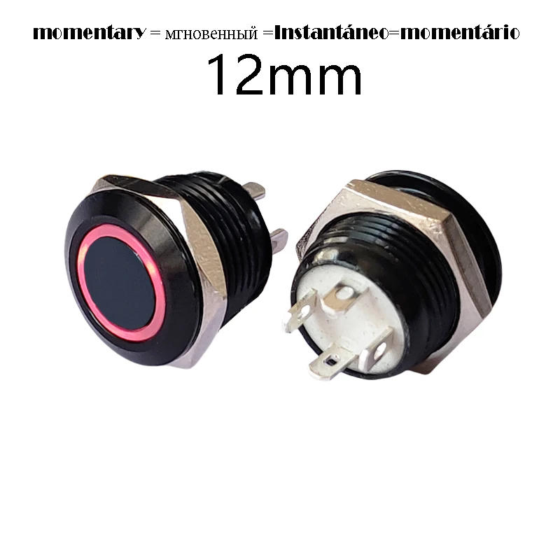 Description Picture 2 of item12mm Tiny Black Metal Button No Locking For LED Strip Light 3V -24V Light Dimmer Button Car Dashboard Household replacement