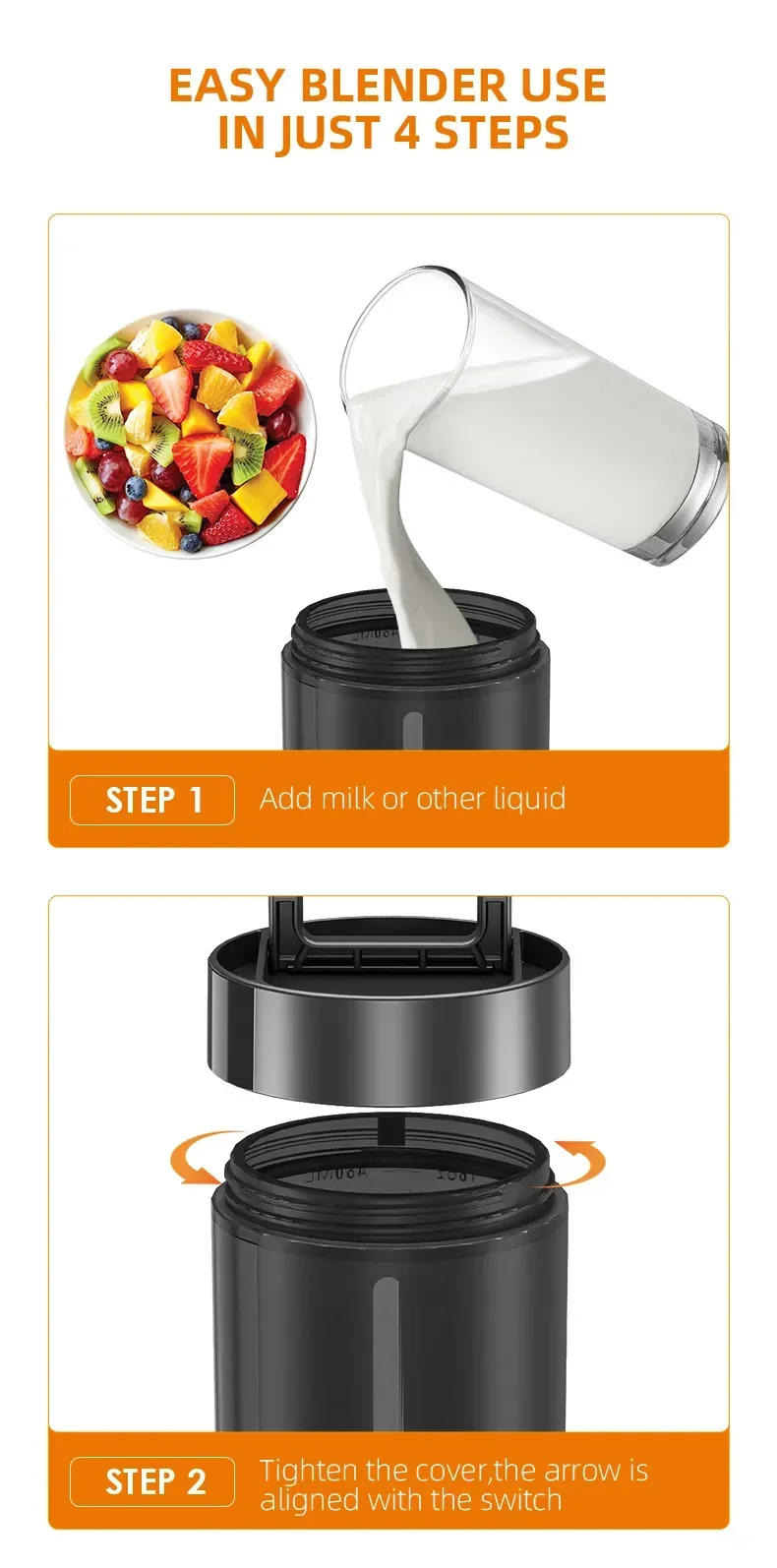Description Picture 6 of itemIconic Brand Youpin Juicer Cup Portable Mixer Blender Fresh Juice Mixer Electric Wireless Charge Mini Fruit Mixers Juicer Blender New