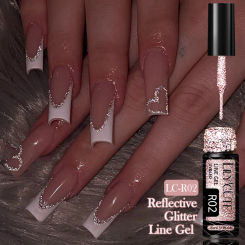 LILYCUTE 5ML Super Bright Reflective Glitter Colorful Liner Gel Nail Polish Rose Gold Sparkling Shine Line Graffiti Stripe Gel