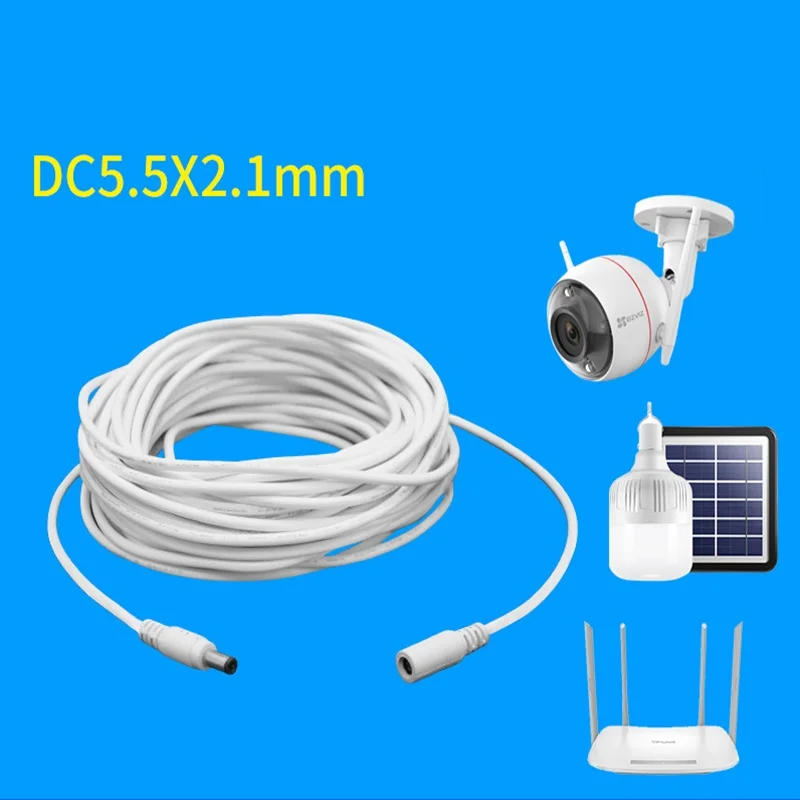 Description Picture 2 of item20m DC 12V Video Extension Cord 5.5mm*2.1mm Universal 12v Power Extension Cable for Security Camera Extender Cord Male to Female