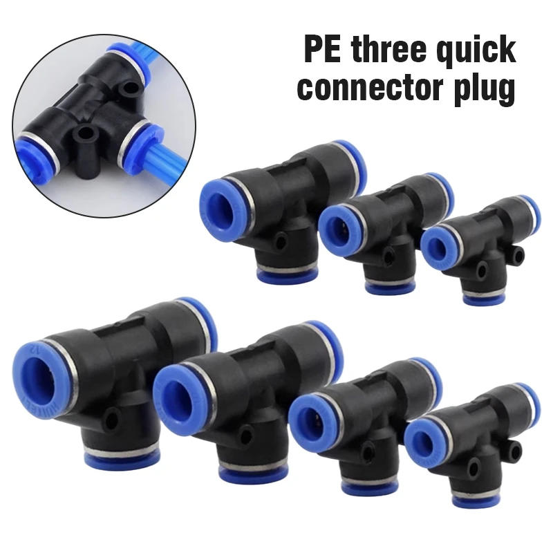 Description Picture 4 of itemPE Pneumatic Fittings T-Type Gas Pipe Quick Tee Insert Connector for 4mm 6mm 8mm 10mm 12mm 14mm 16mm PY Air Hose Tube Push