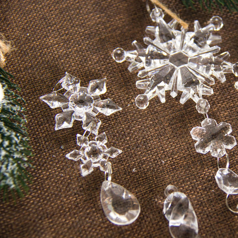 Description Picture 4 of item10pcs set Transparent Snowflake Hanging Ornaments Christmas Tree Pendant Xmas Decoration Christmas Ball Navidad Supplies