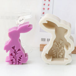 Flower Bunny Silicone Mold Easter Cute Bunny Candle Mold Aromatherapy Plaster Rabbit Handmade Soap Clay Mold