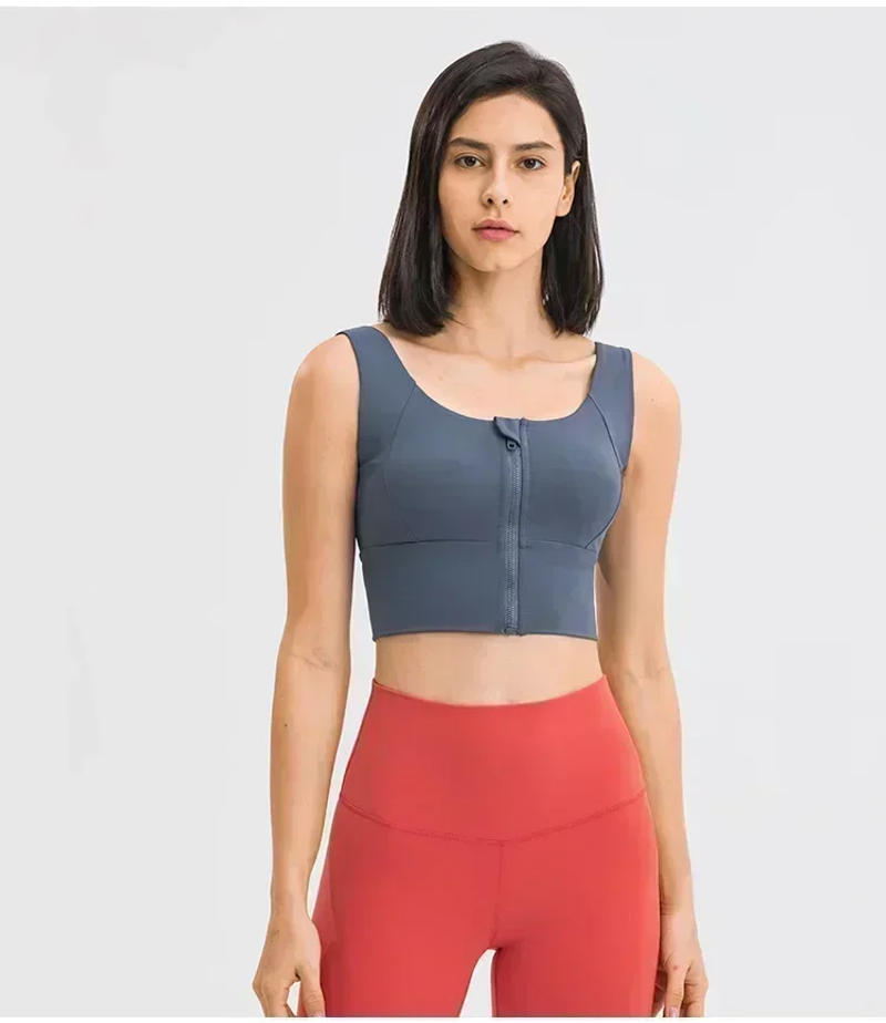 Description Picture 6 of itemLemon Front Zipper Full Coverage Running Workout Gym Bras Women Shockproof Naked Feel Fitness Training Sports Bra Crop Tops Vest