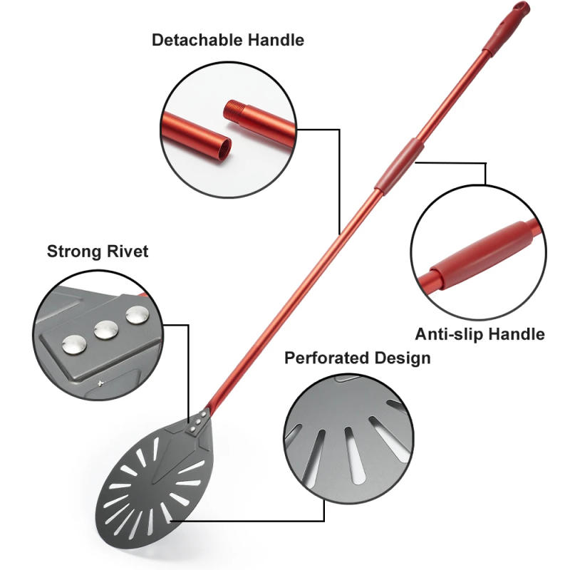 Description Picture 6 of itemPizzAtHome 9 Inch Pizza Turning Peel Perforated Pizza Turner Aluminum Alloy Handle Pizza Shovel Pizza Tools Oven Accessories