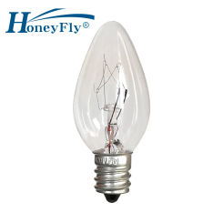 HoneyFly 5pcs C7 Candle Tungsten Bulb E12 120V 7W 22*53mm 2700K Refrigerator Incandescent Lamp Clear Dimmable