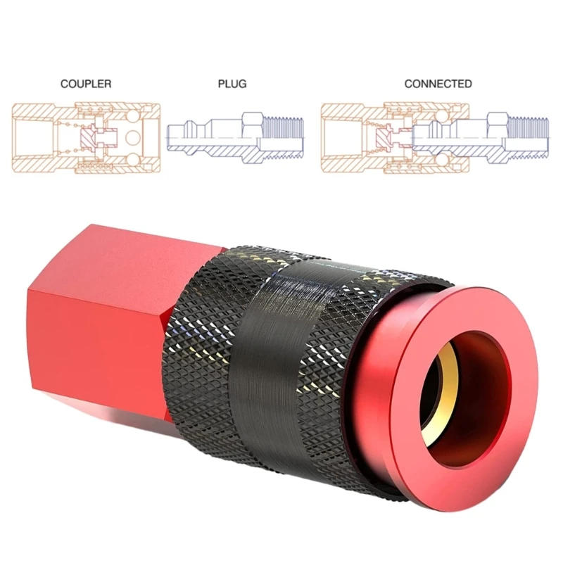 Description Picture 3 of itemAir Hose Fitting Aluminum Alloy Universal Air Couplers with 1/4" NPT Female Thread Simple Install for Pneumatic Tool