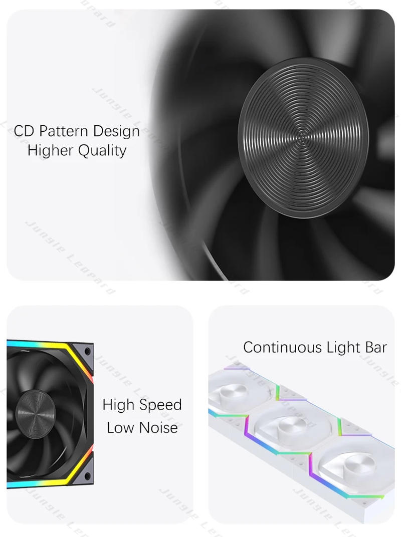 Description Picture 5 of itemJungle Leopard Prism XH PC Case Fan 5V 3Pin 120mm  ARGB Cyclic Mirror Light Effect PWM Cooling Lian Fan Li