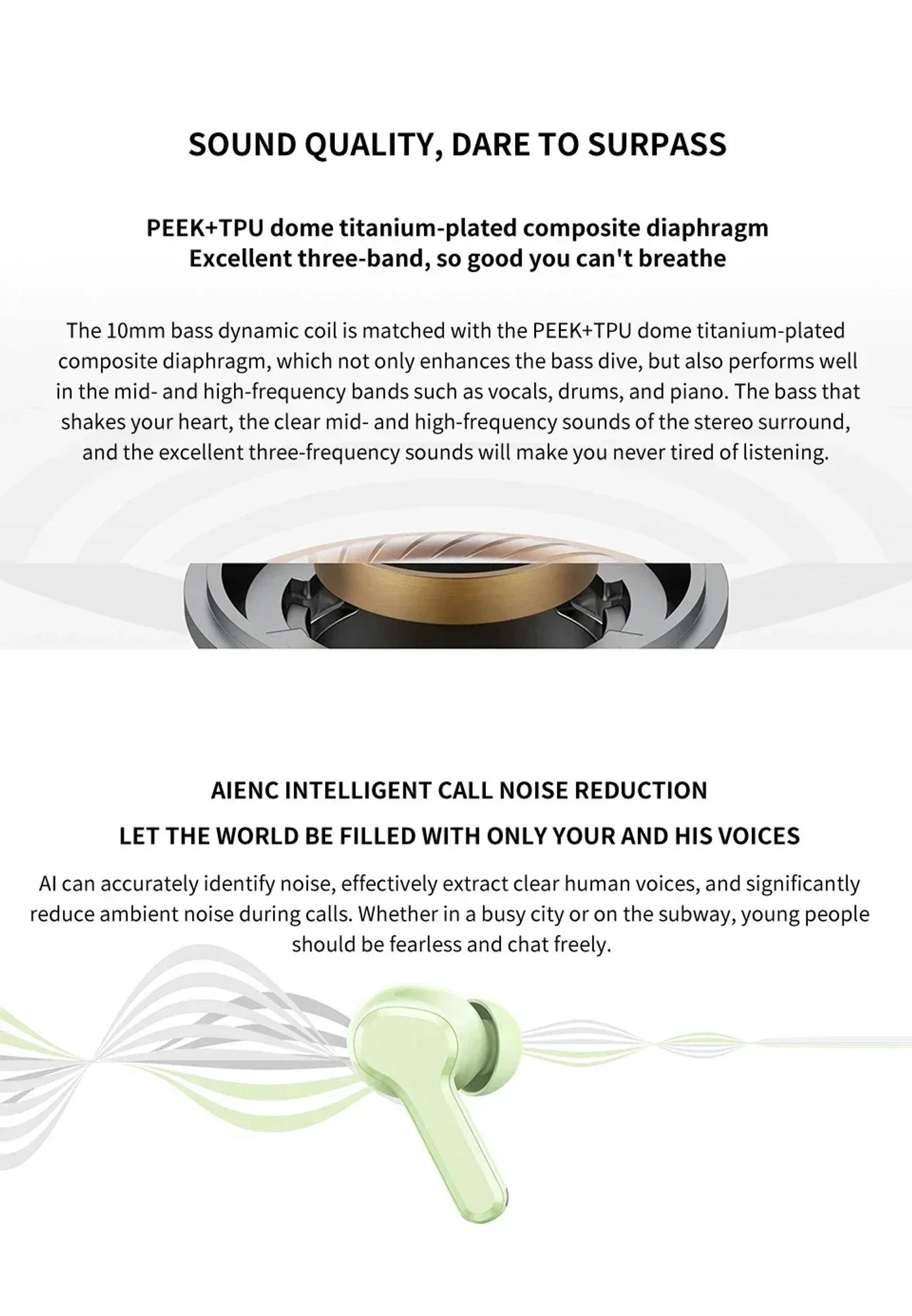 Description Picture 6 of itemRealme Buds T110 Earphone Bluetooth 5.4 AI ENC Noise Cancelling Headset IPX5 Waterproof 38 Hours Battery Life 460mAh Headphones