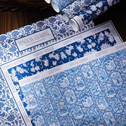 10pcs 58*38cm Blue and White Porcelain Pattern Packaging Paper Plant Pattern Packaging Papers Thickened Flower Packaging Paper