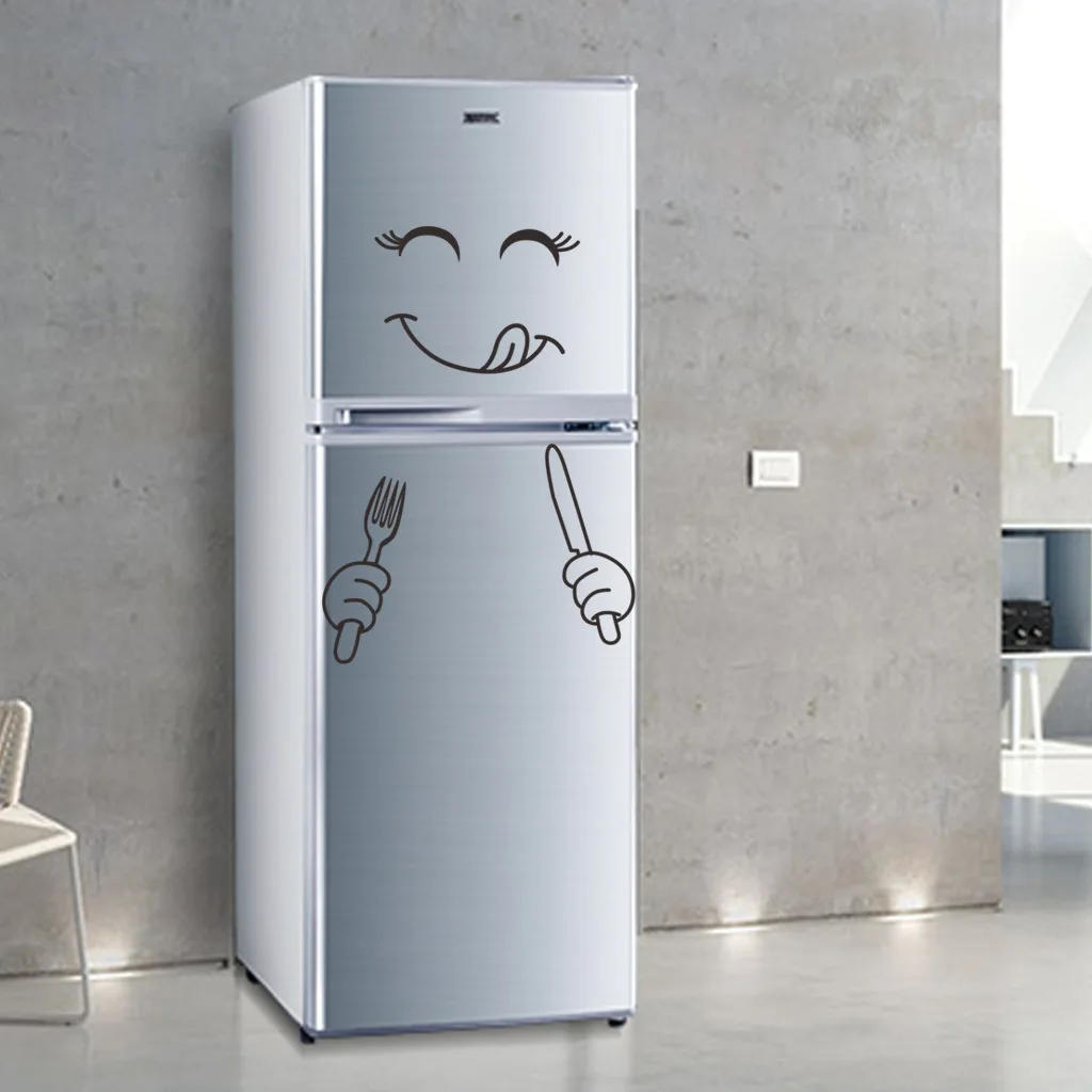 Description Picture 5 of itemFridge Cute Stickers Fridge Magnet Fridge Happy Delicious Face Kitchen Wall Stickers Art Cute Wall Sticker Home Decoration