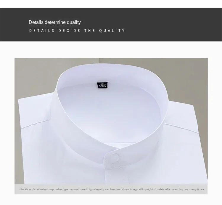 Description Picture 6 of itemMen's Classic Long Sleeve Standard-fit Dress Shirts Formal Business Social Simple Basic Design White Work Office Casual Shirt